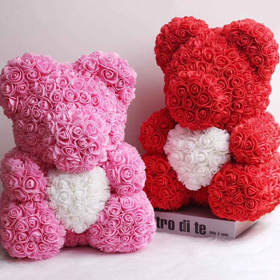 Лидер продаж 40 см искусственные цветы медведя из роз домашний свадебный