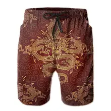 Aliexpress - Causal Breathable Quick Dry Humor Graphic R360 Loose Red Japanese Dragon Pattern Design Artwork Graphic Male Shorts