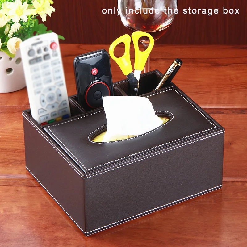 

1 Piece Tissue Box Remote Control Holder Home Artificial Leather Cover Wooden Structure Portable Toilet Paper Holders