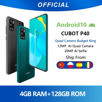 Cubot P40 Rear Quad Camera 20MP Selfie Smartphone NFC 4GB+128GB 6.2 Inch 4200mAh Android 10 Dual SIM Card mobile phone 4G LTE 1