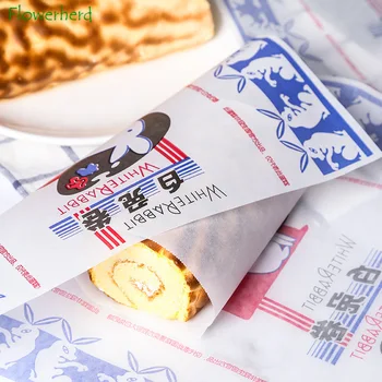 

50 Pcs Large White Rabbit Cake Wrapping Paper Swiss Roll Burger Food Packaging Waterproof Baking Greaseproof Oil-proof Wax Paper