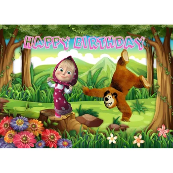 

Background Photography Fairy Tale Forest Bear Photography Backdrop Green Tree Photo Background Vinyl Photo Booth Prop Background