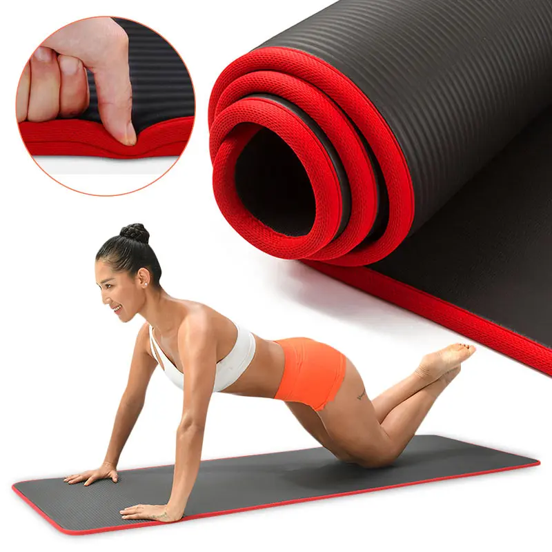 

10MM 15MM 183cmX61cm Yoga Mat NRB Non-slip Mats For Fitness Extra Thick Pilates Gym Exercise Pads Carpet Mat Edge Wrapped XA131A
