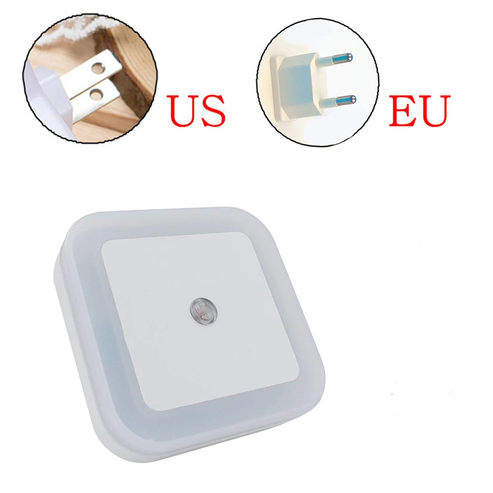 Light Sensor Control Night Light Mini EU US Plug Novelty Square Bedroom lamp For Romantic Colorful Lights