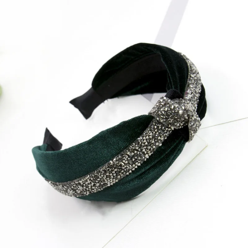 Dark Green Geebro/корейский стиль, Милая Серебристая полосатая повязка на голову для женщин и девочек, завязанная повязка для волос, элегантные женские вечерние аксессуары для волос, подарок для девушек - Цвет: Dark Green