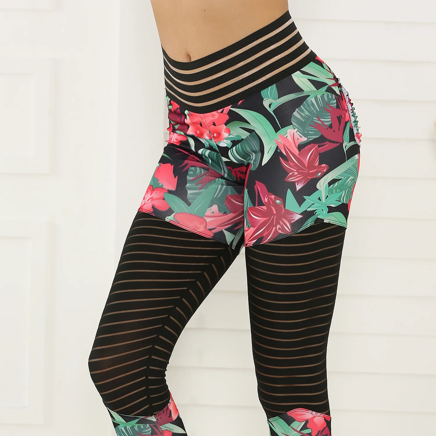 Штаны для фитнеса с принтом, оригинальные креативные леггинсы, 2019, высокая талия, бедра, высокая эластичность, спортивные женские, четыре