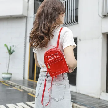 

Fashion Trendy Stylish Clear Backpack Lightweight Transparent Jelly Mini Daypack Satchel for School Traveling for Women Ladies