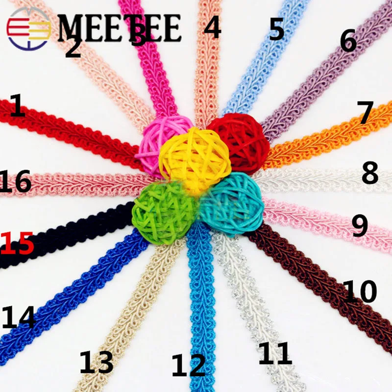 Meetee 20 метров 12 мм кривая кружевная отделка плетеная лента для DIY занавески
