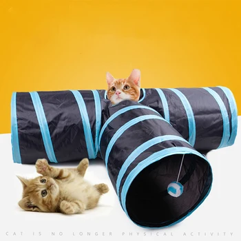 

Funny T-Shape Cats Tunnel Toys Three Way Foldable Home Folding Training Tunnel Cats Toys Funny Pet Products Accessories