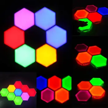 

Colorful Sensitive Led Light Multicolo Quantum Flashlight Creative Night Lamp Modular Hexagon Panel Lights
