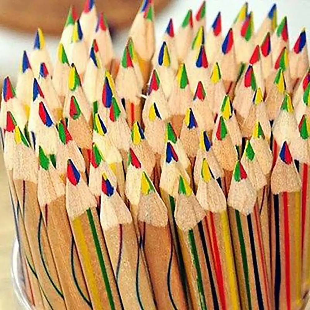 

10Pcs Durable Rainbow Color Pencil 4 in 1 Colored Drawing Painting Accessory Set