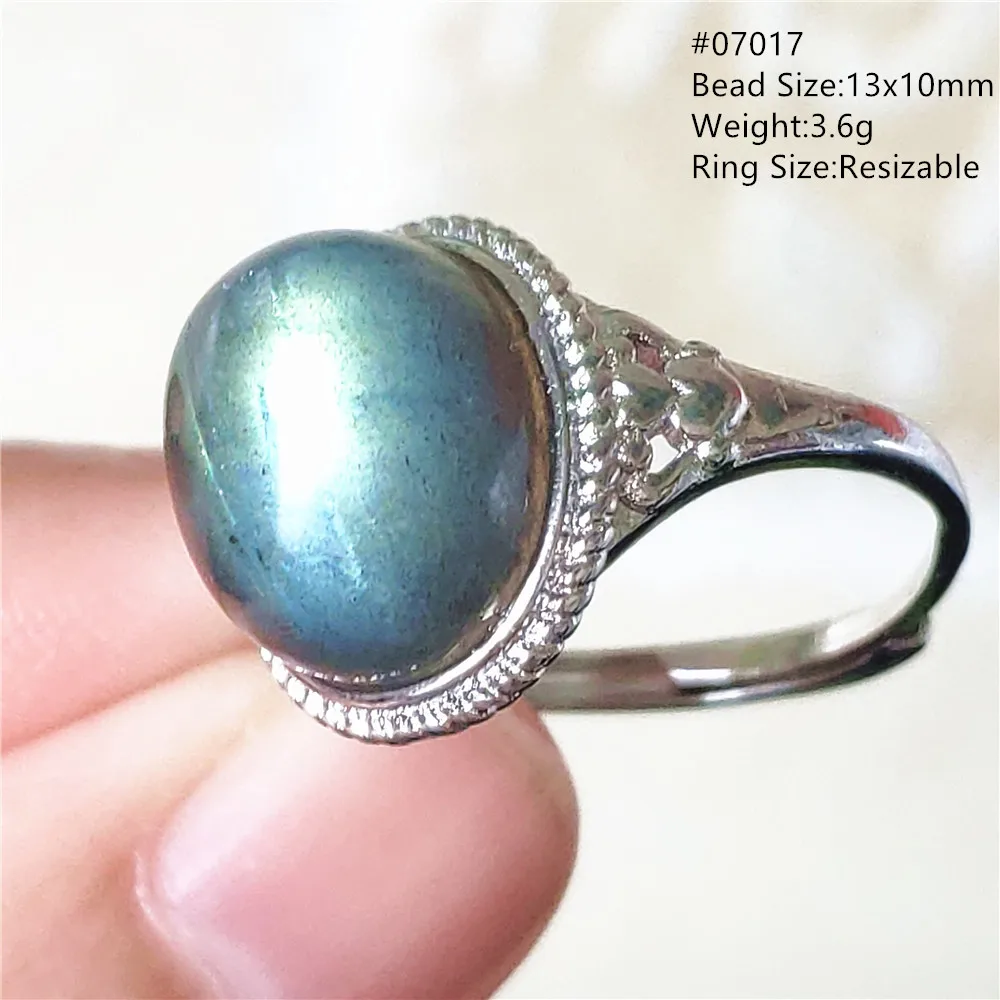 name necklace Genuine Natural Labradorite Blue Light Adjustable Ring 925 Sterling Silver Labradorite Oval Resizable Ring Jewelry AAAAAA gold necklace design 925 Silver Jewelry