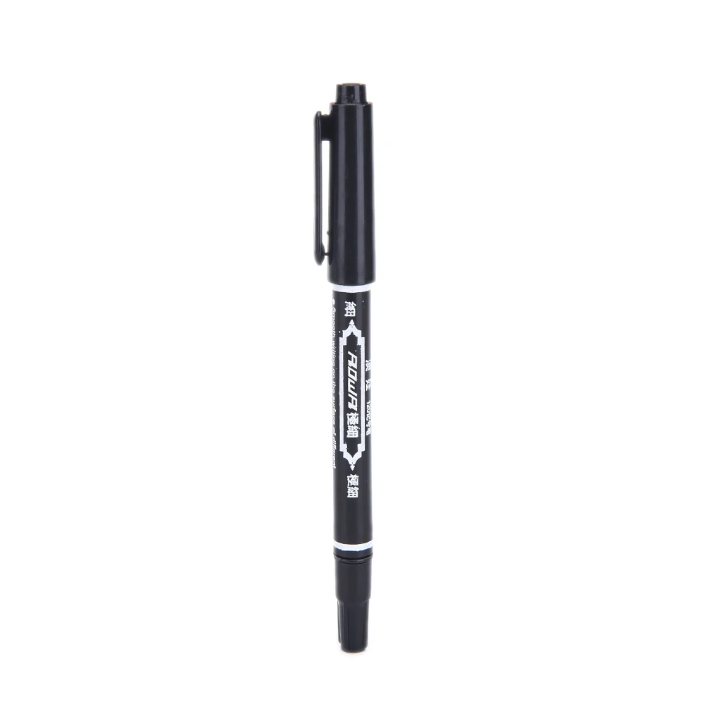 Dual Tip Tattoo Pierce Skin Marker Medical Scribe Pen Blue oily pen Tattoo and Body Art Skin Marker Pen Piercing Pen Black 2PCS