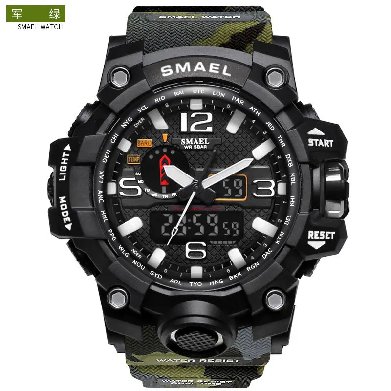 

L smael 1545 Camouflage Paragraph Sports Watch Multi-functional Electronic Watch LED Outdoor Watch Watrproof Watch