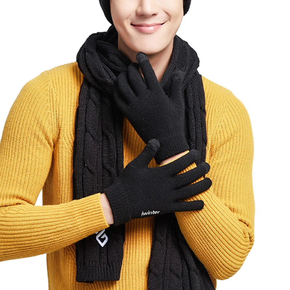 Мужские и женские зимние теплые противоскользящие теплые перчатки с флисовой подкладкой, водонепроницаемые теплые лыжные перчатки с сенсорным экраном