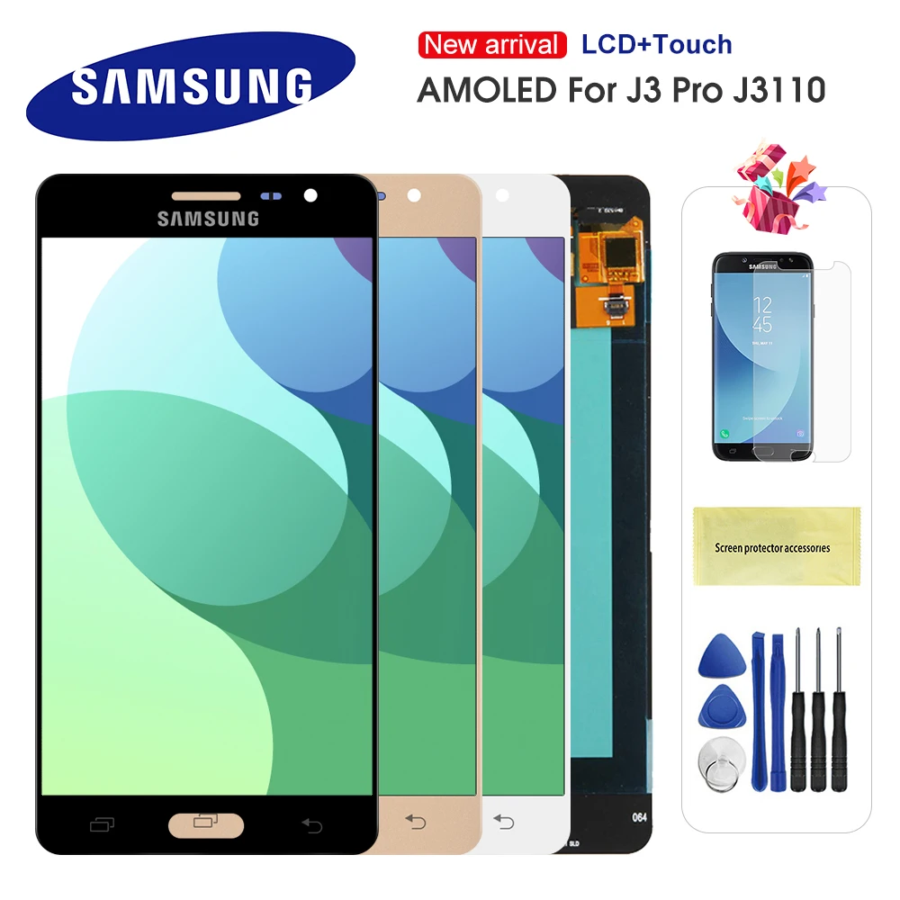 

Super AMOLED LCD For Samsung Galaxy J3P J3110 J3 pro LCD Display Touch Screen Digitizer Sensor Glass Assembly Replacement