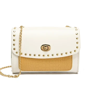 

Crocodile Pattern Leather Crossbody Bags For Women New Fashion Mini Chain Female Shoulder Bag Casual Patchwork Flap Bag Panelled