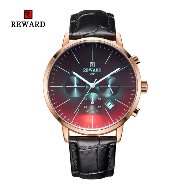 Leather Black Gold Новинка, Модные Цветные часы с ярким стеклом для мужчин, топ класса люкс, Брендовые мужские часы с хронографом из нержавеющей стали, деловые часы, мужские наручные часы - Цвет: Leather Black Gold