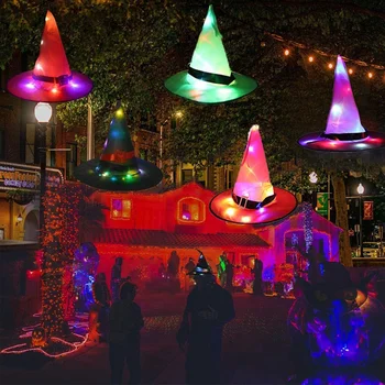 

Halloween Decorations Witch Hat, 6Pcs Battery Powered Witches Hat String Light 33 Ft. Halloween DéCor for Outdoor Garden