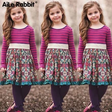 Г. Новая осенняя одежда для девочек, платье Полосатое платье маленькой принцессы с цветочным рисунком, хлопковая одежда розового и красного цвета для От 3 до 12 лет, детская одежда для девочек