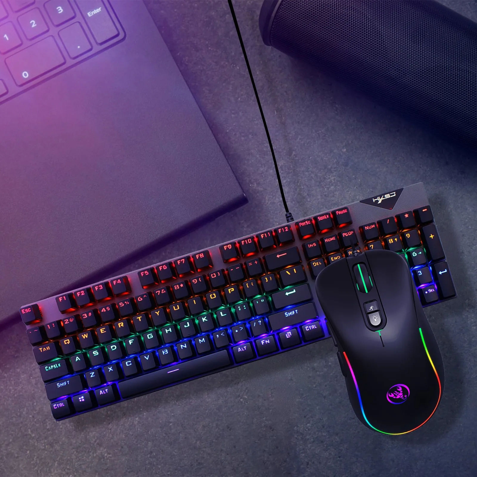 L300 + A867 104-ключ RGB подсветкой механическая клавиатура и Мышь комплект для геймеров