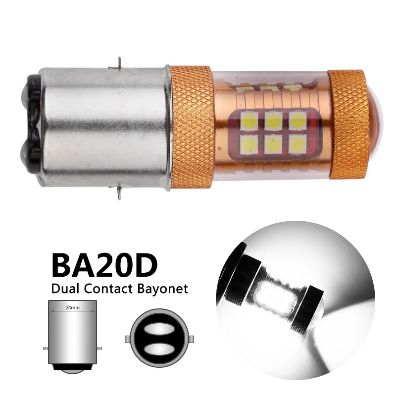 1X H6 BA20D светодиодный лампа ближнего/дальнего света для мотоцикла 3030SMD 28 ных