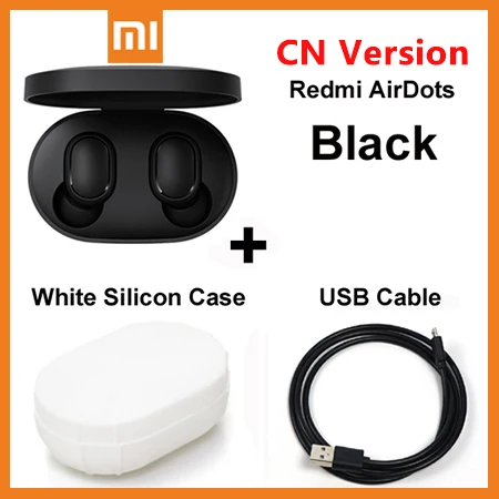 CN Add CaseCable Xiaomi Redmi Airdots TWS беспроводные Bluetooth наушники стерео бас гарнитура с микрофоном голосовой помощник управление AI - Цвет: CN Add CaseCable