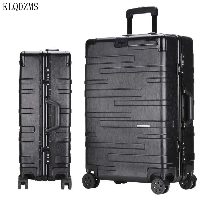 KLQDZMS 2" 22" 2" 26" 29 дюймов Модный Дорожный чемодан с алюминиевой рамой, Скалка багажа, Спиннер на колесах, Мужская Женская тележка, чехол