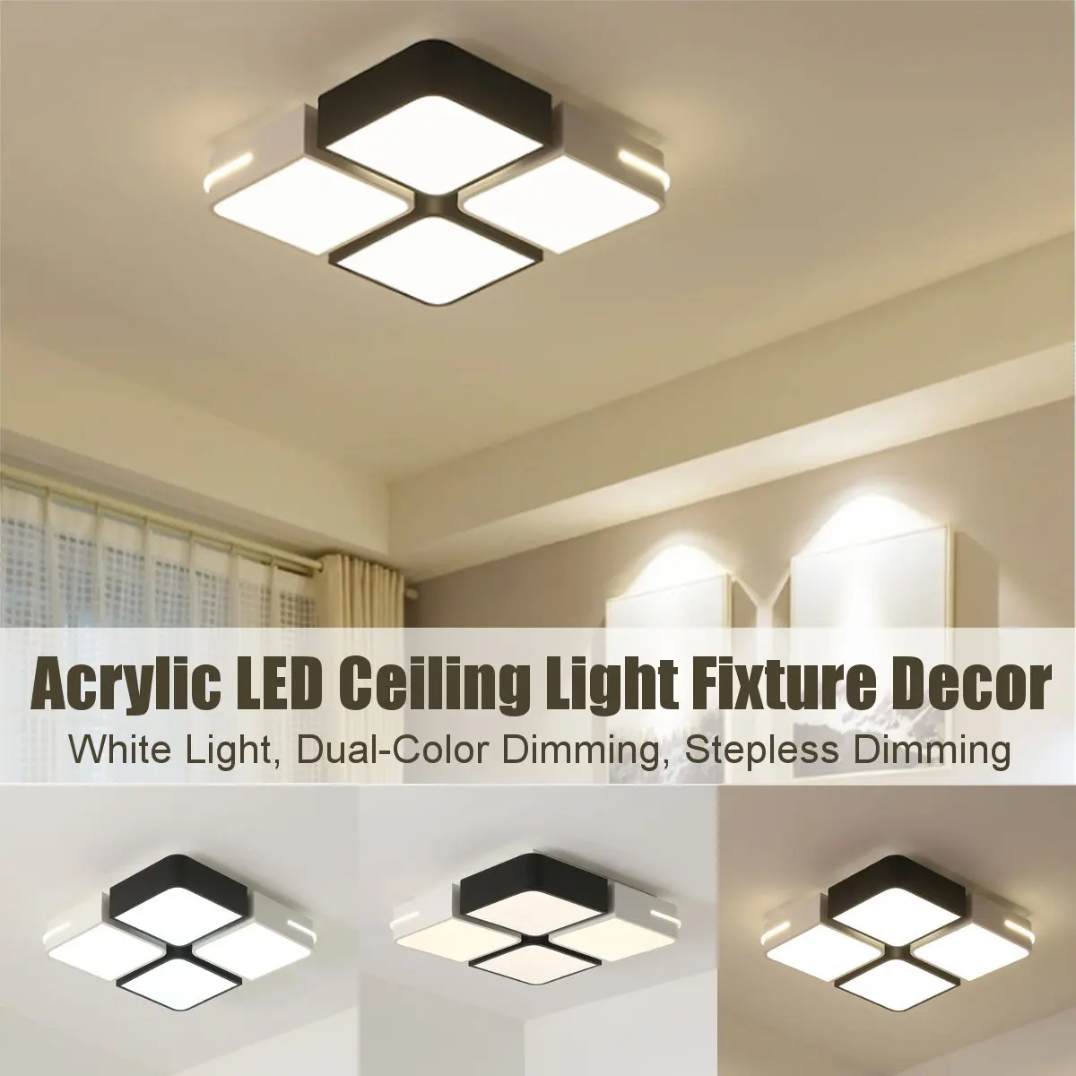 

48W 220V Acrylic LED Ceiling Light Remote Control Ceiling Lamp Hallway Bedroom Lighting Dimmable Fixture Living Room Decoration