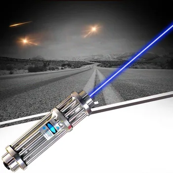 

JSHFEI USB Laser Pointer 445nm Class IV Powerful Gatling Laser Flashlight Built-in Battery Burning Match/Burn /candle/ 500000m