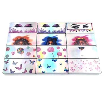 

10Pcs Holographic False Lashes Box Empty Soft Paper Eyelashes Packaging Case Bag
