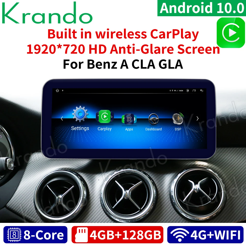 Krando Android 10.0 4G 128G 10.25'' Car Radio For Mercedes-Benz A W176 CLA C117 GLA X156 2012-2020 NTG 4.5 5.0 5.5 Carplay
