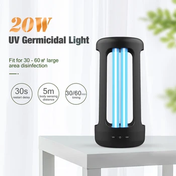 

Fashion UV Germicidal Light Ozone Sterilizer Lamp Light With Human Body Sensing Function For Home School Hotel Bedroom 20W