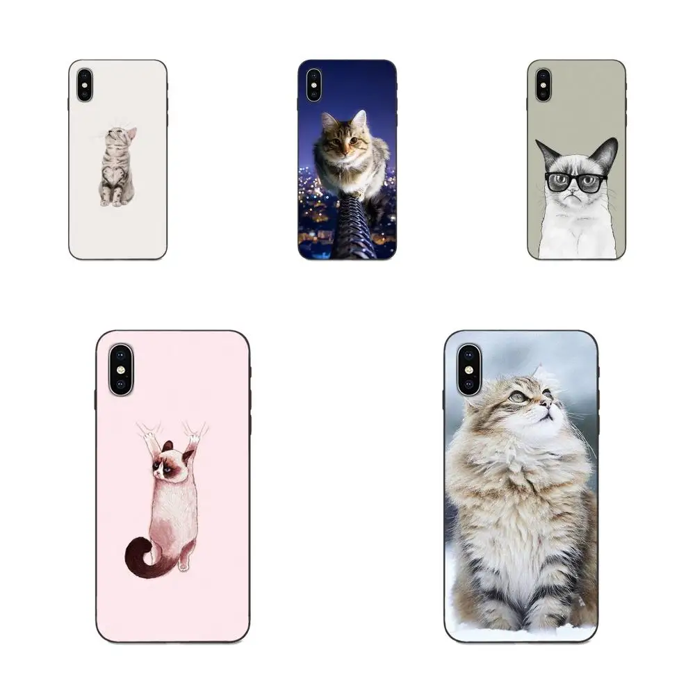Coque чехол для телефона из мягкой черной Животные кошки с очками Huawei Honor 5A 6A 6C 7A 7C 7X8