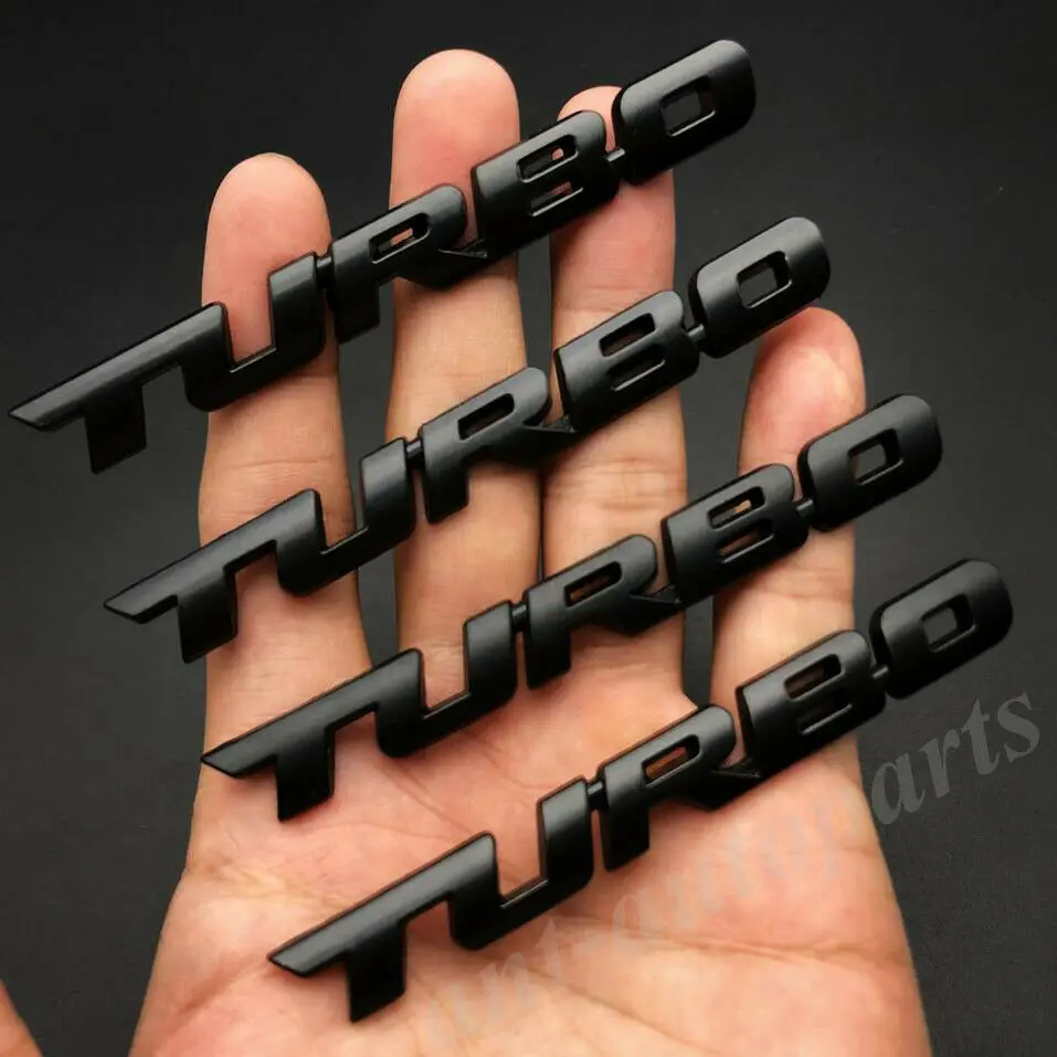 

4x Black Metal Turbo T Car Auto Trunk Rear Tailgate Emblem Badge Decals Sticker