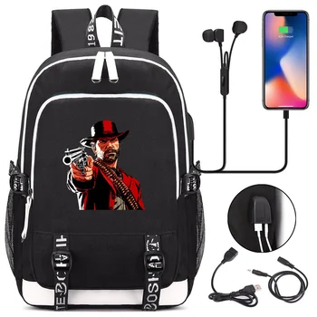 

2020 Hot Adventure Games Red Dead Redemption 2 USB Headphone Jack Boy Girl School Bag Women Teenagers Canvas Men Laptop Backpack