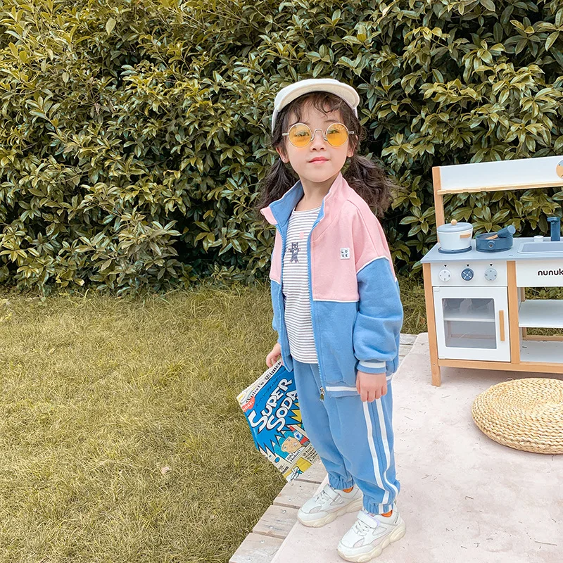 2Pcs/Set Baby Clothes Suits Baby Boy Girl Knitted Clothing Autumn Spring Casual Sports T-Shirt+Pants Children Fashion Tracksuits - Цвет: Blue