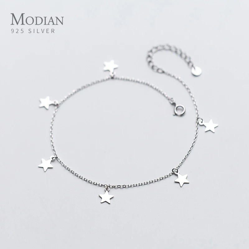 Colusiwei яркая цепь со звездами серебро anklets для женщин 925 стерлингового серебра