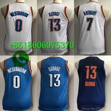 А+++ качественная молодежная одежда#0 Рассел Уэстбрук 13 Пол Джордж 7 Кармело Энтони Джерси Oklahoma City