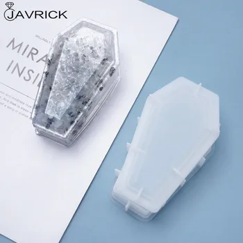 

Crystal Epoxy Resin Mold Halloween Coffin Storage Box Mirror Silicone Mould DIY Crafts Decoration Jewelry Case Making Tools