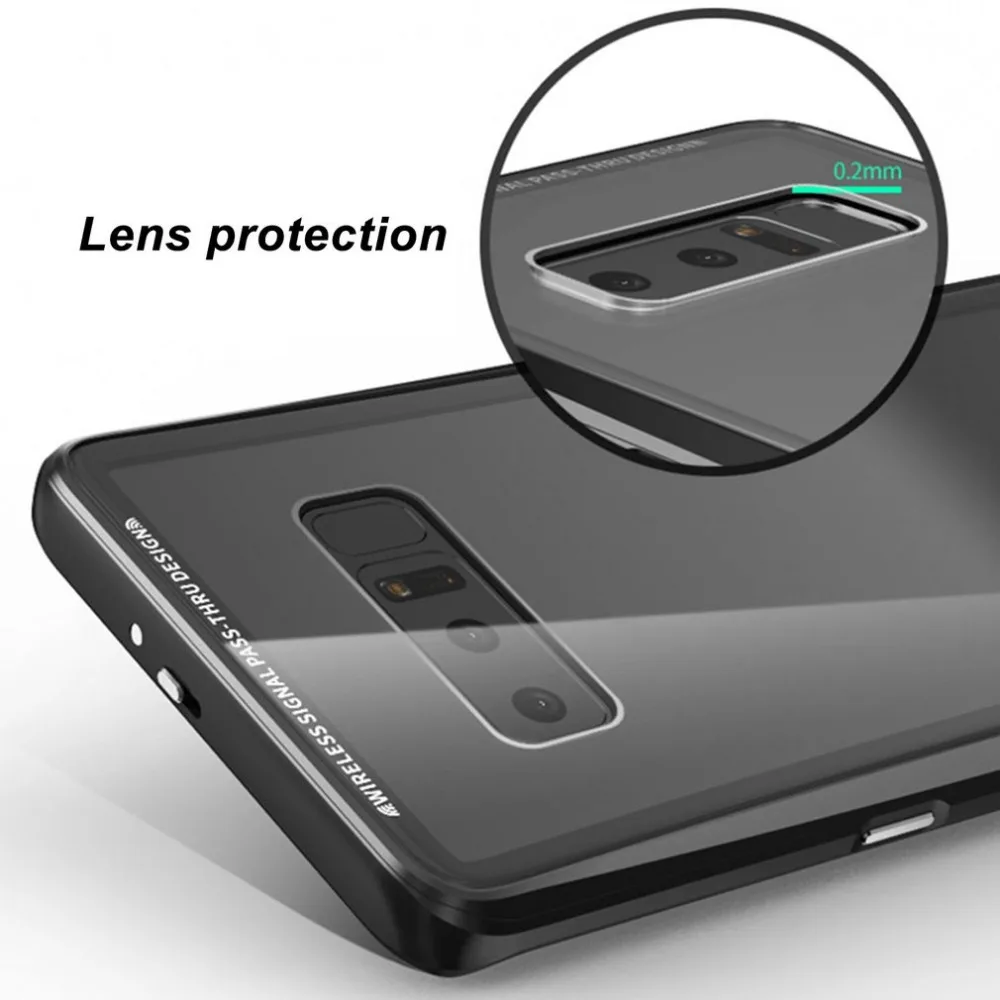 Luphie Metal Frame Phone Case 9H Tempered Glass Back Cover Ultra-slim Phone Protective Cover For Samsung Galaxy Note8 S8 S8 Plus