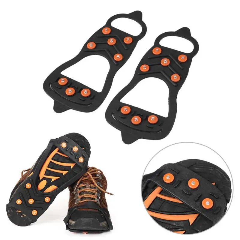 8 Studs Ice Shoe Spiked Grips Cleat Crampons Climbing Anti-slip Shoes Cover for Snow HIking