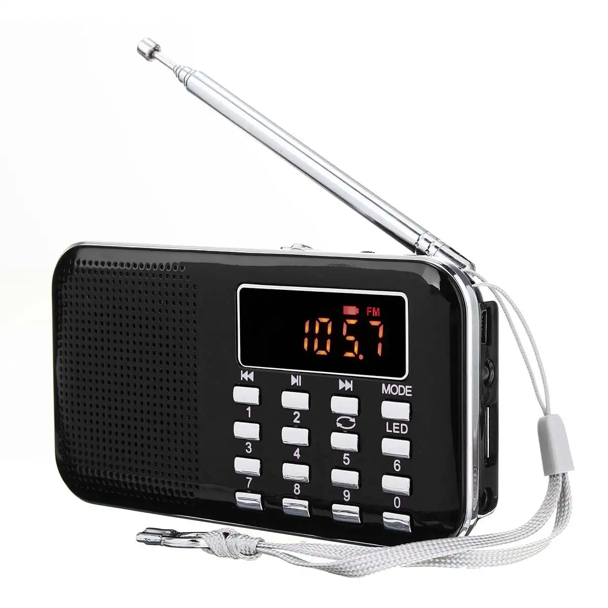 Портативное радио FM/AM/SW мировой приемник MP3 плеер Rec рекордер с таймером сна черный FM радио рекордер мини радио - Цвет: Черный