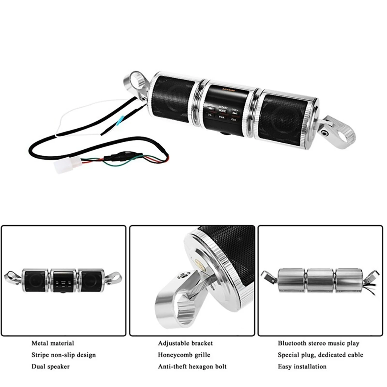 Bluetooth Колонка для мотоцикла V2.1 + EDR водостойкая FM радио AUX USB TF|Аудио мотоцикла| |