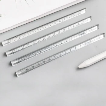 

15cm Transparent Straight Ruler Students Stationery Simple Triangular Rulers Both Sides Acrylic Measuring Tools