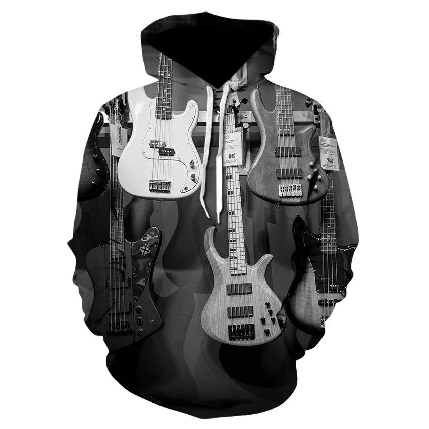

Men clothes 2019 Electronic Guitar Hoodie Men Women 3D Print Bass Guitar Hoodies Harajuku Streetwear Casual Tracksuit Tops