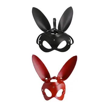 

THINKTHENDO Women Sexy Mask Half Eyes Cosplay Face Bunny Rabbit Leather Adult Halloween Gift