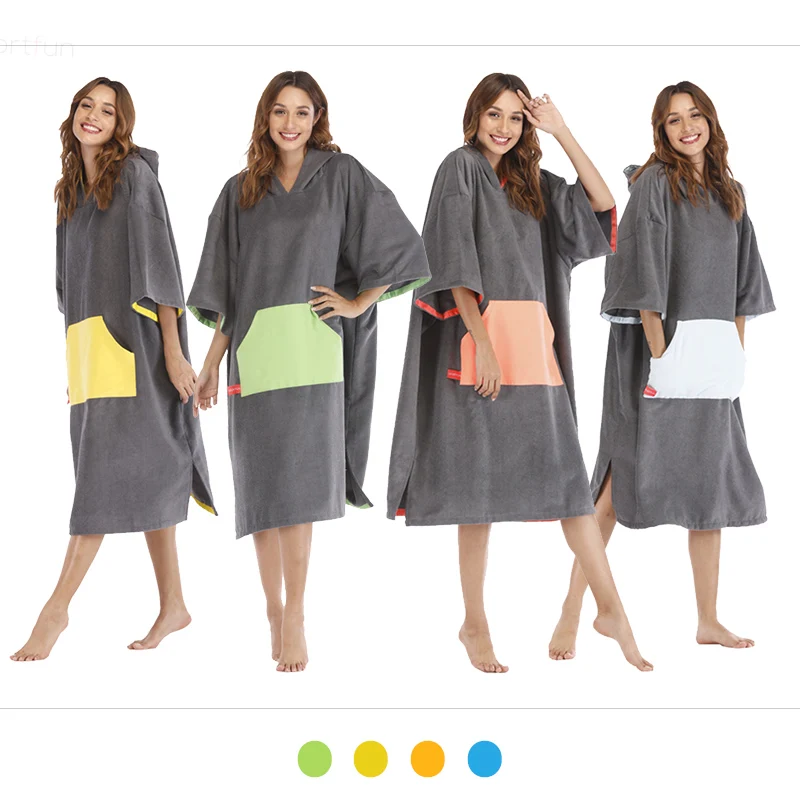 Microfiber Hooded Towel Poncho Plain Fast Drying Kids Hoody Bath Towel