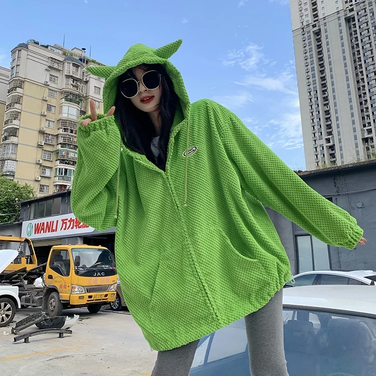 

Spring and autumn new Korean loose casual hooded sweatshirt women