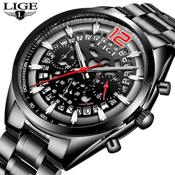 

2019 LIGE New Watches Mens Waterproof Analogue Clock Fashion Stainless Steel Waterproof Silver Watch Men Sport Relogio Masculino